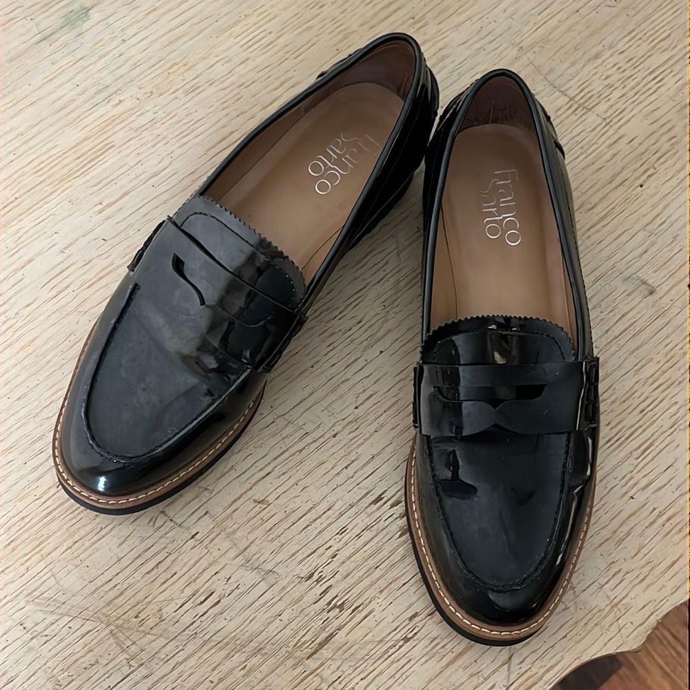 Franco Sarto 7M Cedra Black Patent Leather Loafers